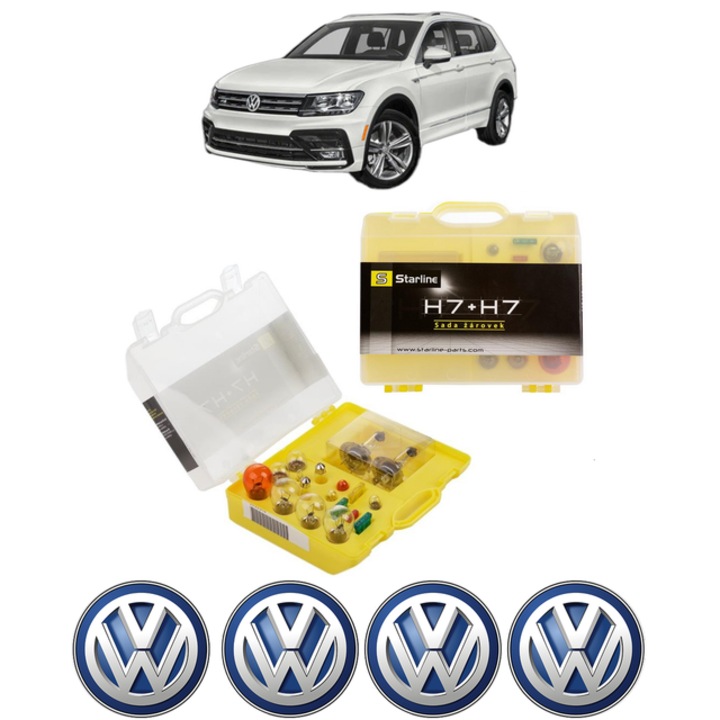 Kit trusa Set becuri H7 compatibila cu Volkswagen TIGUAN (AD1, AX1) din 2016-2024, bec far, semnalizare, pozitie, iluminare numar, frana, plafoniera, stop frana