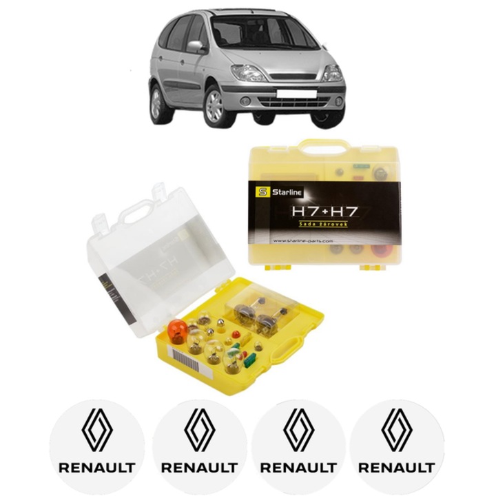 Kit trusa Set becuri H7 compatibila cu RENAULT SCENIC I MPV (JA0/1_, FA0_) din 1999-2003, bec far, semnalizare, pozitie, iluminare numar, frana, plafoniera, stop frana