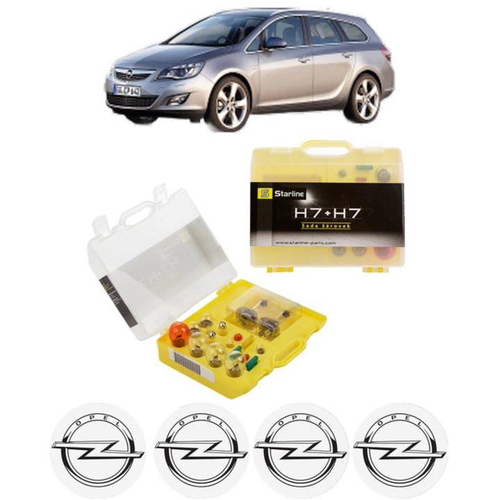 Kit trusa Set becuri H7 compatibila cu OPEL ASTRA J Sports Tourer (P10) din 2010-2015, bec far, semnalizare, pozitie, iluminare numar, frana, plafoniera, stop frana
