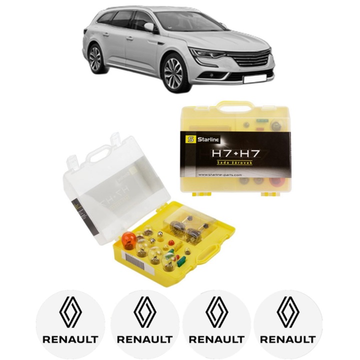 Kit trusa Set becuri H7 compatibila cu RENAULT TALISMAN Grandtour (KP_) din 2016-2022, bec far, semnalizare, pozitie, iluminare numar, frana, plafoniera, stop frana