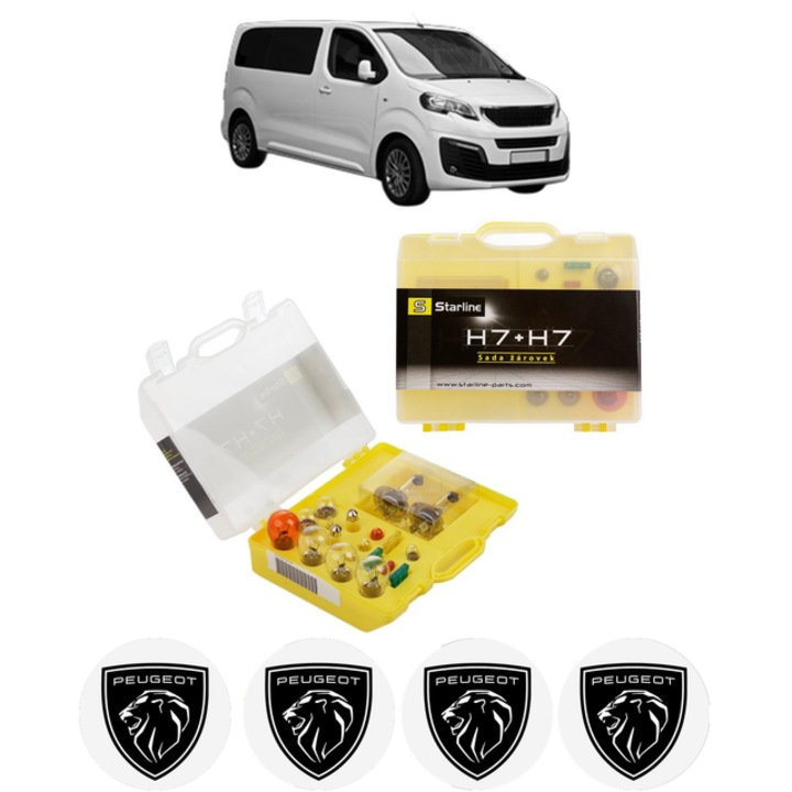 Kit trusa Set becuri H7 compatibila cu PEUGEOT TRAVELLER Bus (V_) din 2016-2025, bec far, semnalizare, pozitie, iluminare numar, frana, plafoniera, stop frana