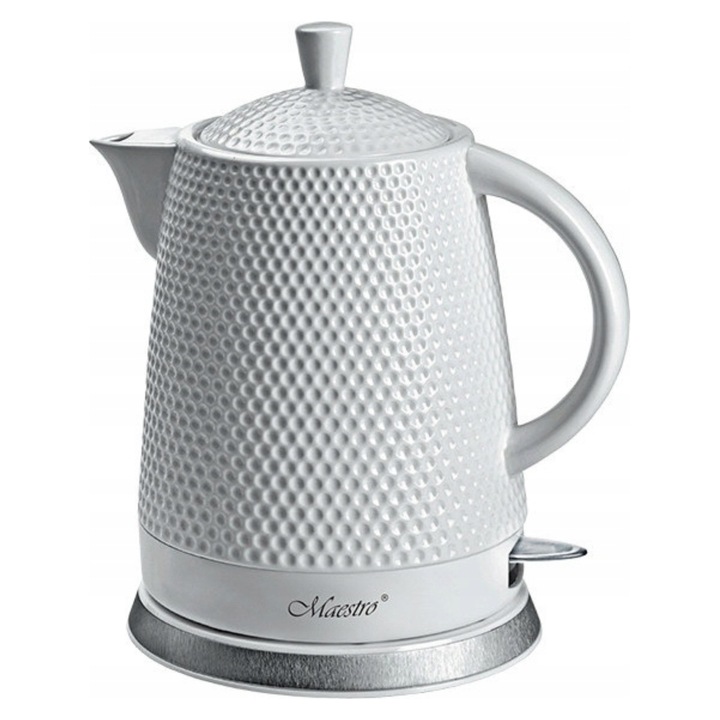 Fierbator electric Maestro 1,5L, alb, mecanism de oprire automata, baza rotativa