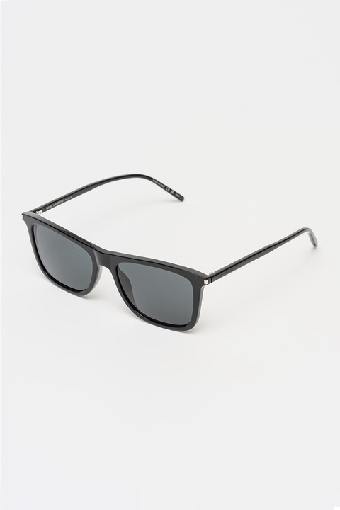 Saint Laurent, Ochelari de soare patrati cu lentile uni si model unisex, 55-17-145, Negru
