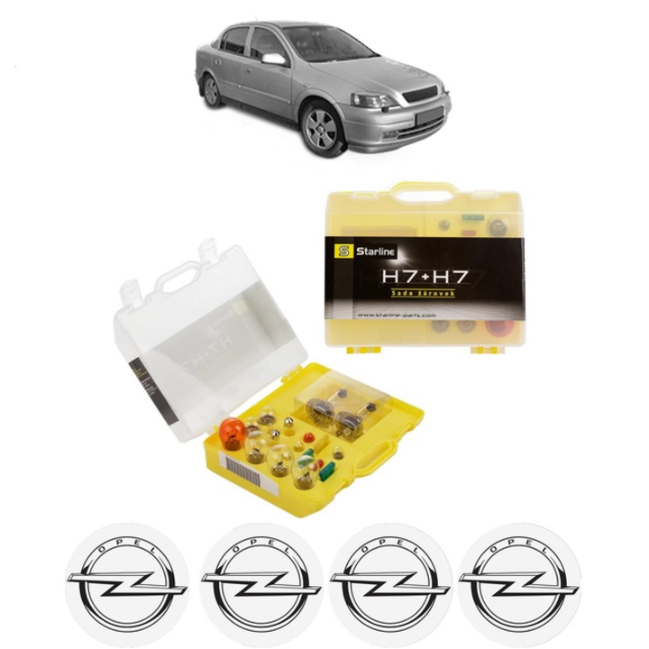 Kit trusa Set becuri H7 compatibila cu OPEL ASTRA G CLASSIC Saloon (T98) din 2004-2009, bec far, semnalizare, pozitie, iluminare numar, frana, plafoniera, stop frana