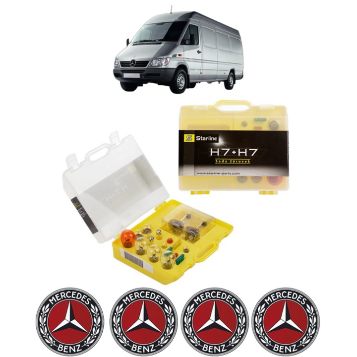 Kit trusa Set becuri H7 compatibila cu MERCEDES-BENZ SPRINTER CLASSIC 4, 6-t Bus (B909) din 2013, bec far, semnalizare, pozitie, iluminare numar, frana, plafoniera, stop frana