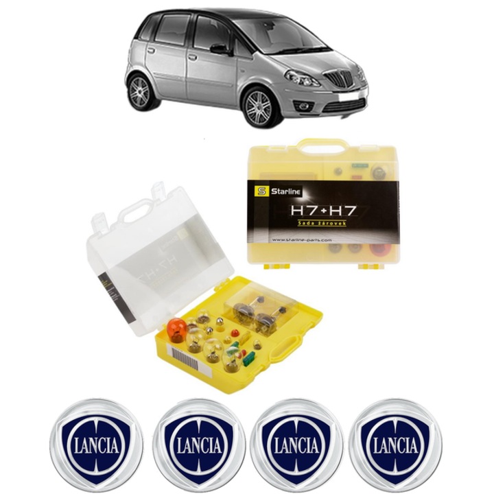 Kit trusa Set becuri H7 compatibila cu LANCIA MUSA (350_) din 2004-2012, bec far, semnalizare, pozitie, iluminare numar, frana, plafoniera, stop frana