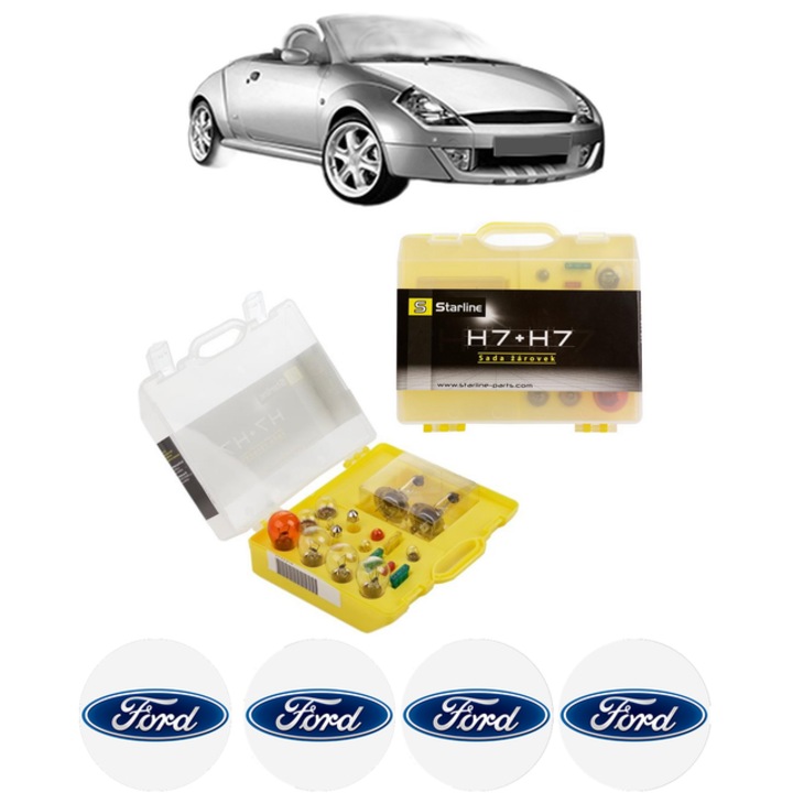Kit trusa Set becuri H7 compatibila cu FORD STREET KA (RL2) din 2003-2005, bec far, semnalizare, pozitie, iluminare numar, frana, plafoniera, stop frana