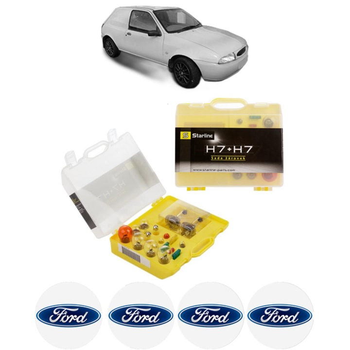 Kit trusa Set becuri H7 compatibila cu FORD FIESTA Hatchback Van (JV_) din 1998-2003, bec far, semnalizare, pozitie, iluminare numar, frana, plafoniera, stop frana