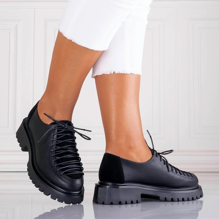 Pantofi dama casual Negri din piele ecologica Nivora, Negru