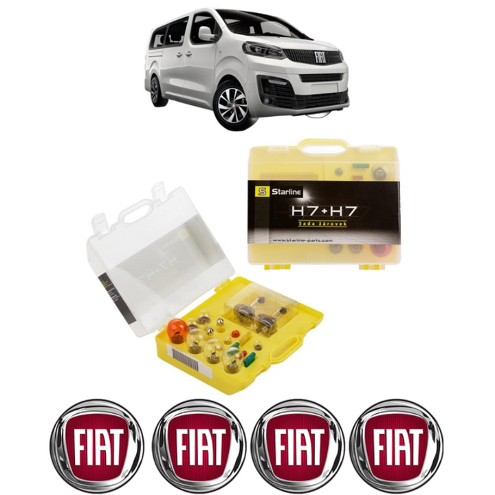 Kit trusa Set becuri H7 compatibila cu FIAT ULYSSE Bus din 2022-2023, bec far, semnalizare, pozitie, iluminare numar, frana, plafoniera, stop frana