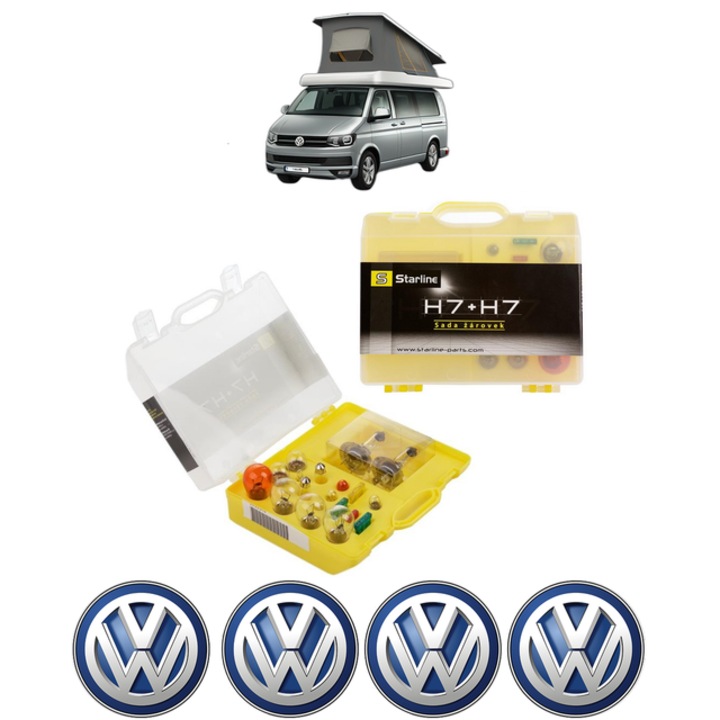 Kit trusa Set becuri H7 compatibila cu Volkswagen CALIFORNIA T6 Camper (SGC, SGG, SHC) din 2015-2024, bec far, semnalizare, pozitie, iluminare numar, frana, plafoniera, stop frana