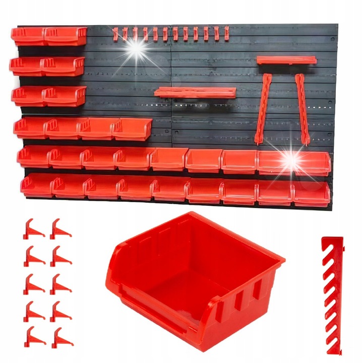 Rendezőtábla műhelybe, 4 panel, 47x27cm, multifunkcionális, tárolóedényekkel, Kraft&Dele