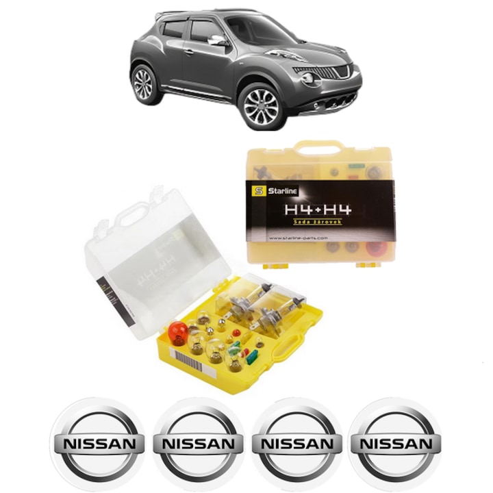 Kit trusa Set becuri H4 compatibila cu NISSAN JUKE (F15) din 2010-2019, bec far, semnalizare, pozitie, iluminare numar, frana, plafoniera, stop frana