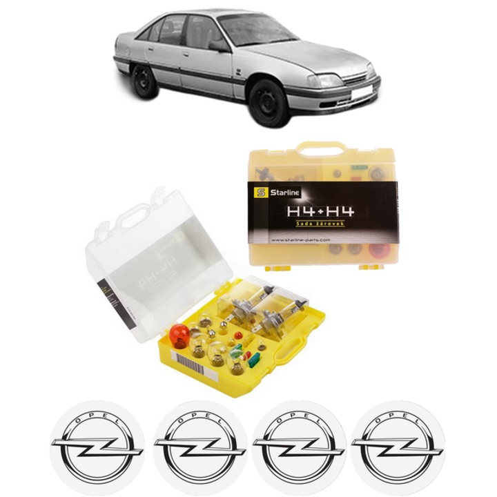 Kit trusa Set becuri H4 compatibila cu OPEL OMEGA A (V87) din 1986-1994, bec far, semnalizare, pozitie, iluminare numar, frana, plafoniera, stop frana