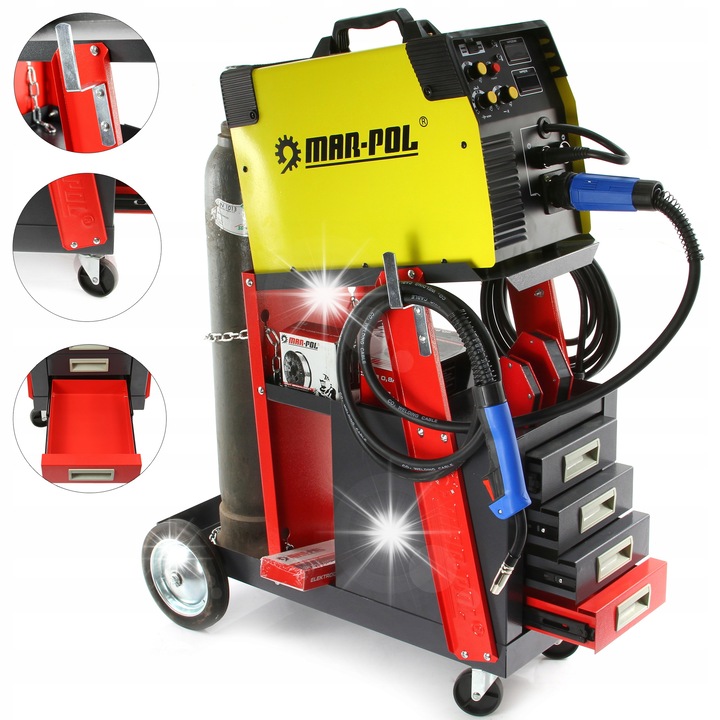 Mar-Pol hegesztőkocsi, M66612 modell, 4 fiók, 60kg