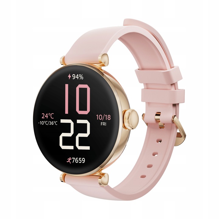 Smartwatch KIESLECT Pura, 1,19" AMOLED, IP68, Bluetooth 5.2, 40,5x40,5x10mm, auriu