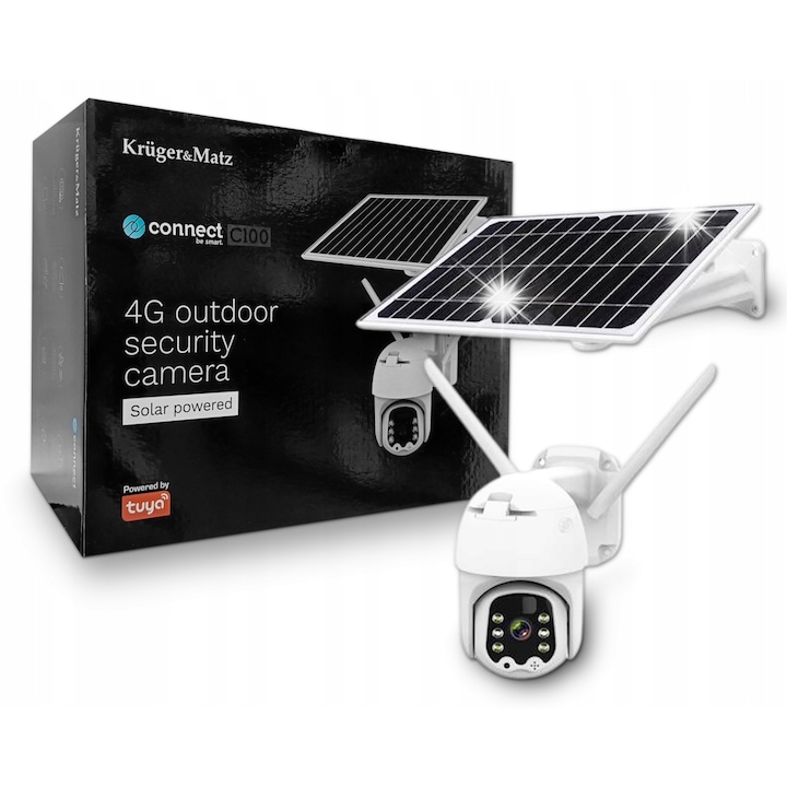 4G Камера за наблюдение Kruger&Matz Connect C100, соларна, водоустойчива, 3 Mpx, 290x114x185mm