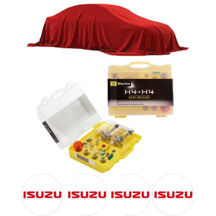 Kit trusa Set becuri H4 compatibila cu ISUZU TROOPER III din 1998-2004, bec far, semnalizare, pozitie, iluminare numar, frana, plafoniera, stop frana