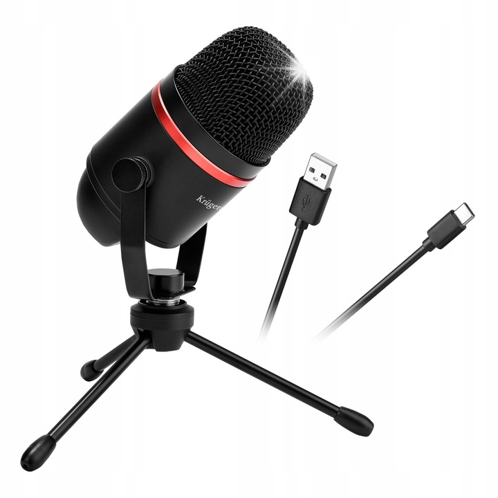 Kruger&Matz GV-200 PC mikrofon, USB-C, állvány mellékelve, 170cm kábel