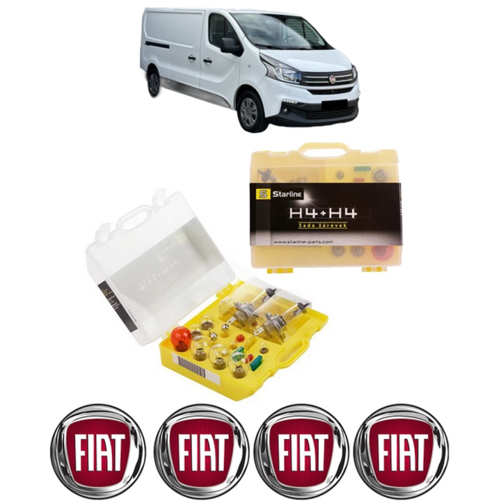 Kit trusa Set becuri H4 compatibila cu FIAT TALENTO Van (296_) din 2016-2019, bec far, semnalizare, pozitie, iluminare numar, frana, plafoniera, stop frana