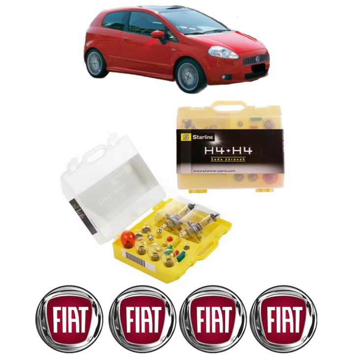 Kit trusa Set becuri H4 compatibila cu FIAT PANDA (312_, 319_) din 2012-2022, bec far, semnalizare, pozitie, iluminare numar, frana, plafoniera, stop frana