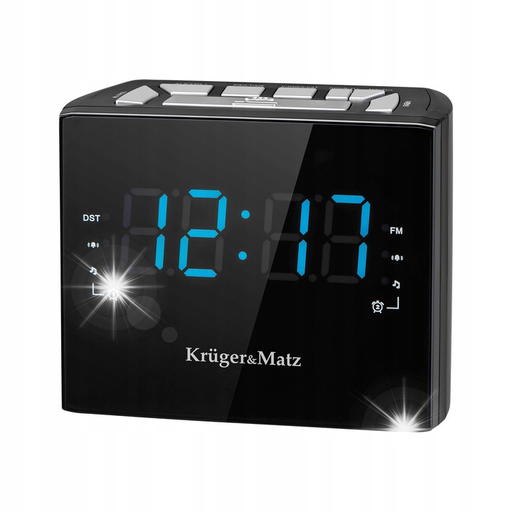 FM LED rádióébresztő óra, Kruger&Matz KM 821, 10 állomás, fekete, 130x63x116cm