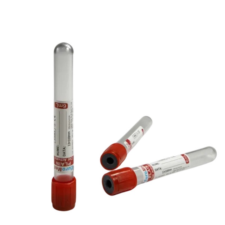 Eprubete Vacutainer Biochimie 4ml cu Clot activator, PET, dop roșu, set 100 buc