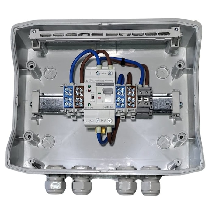 Tablou electric ELECTRITEC ATS monofazat 63A 2P, IP66, pentru comutare automată între două surse, 12 module