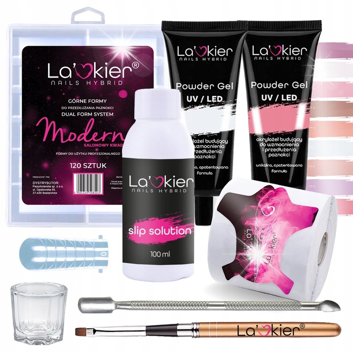 Körömkészlet 6x La'kier akrilgél, 30ml, 100ml, kiegészítőkkel