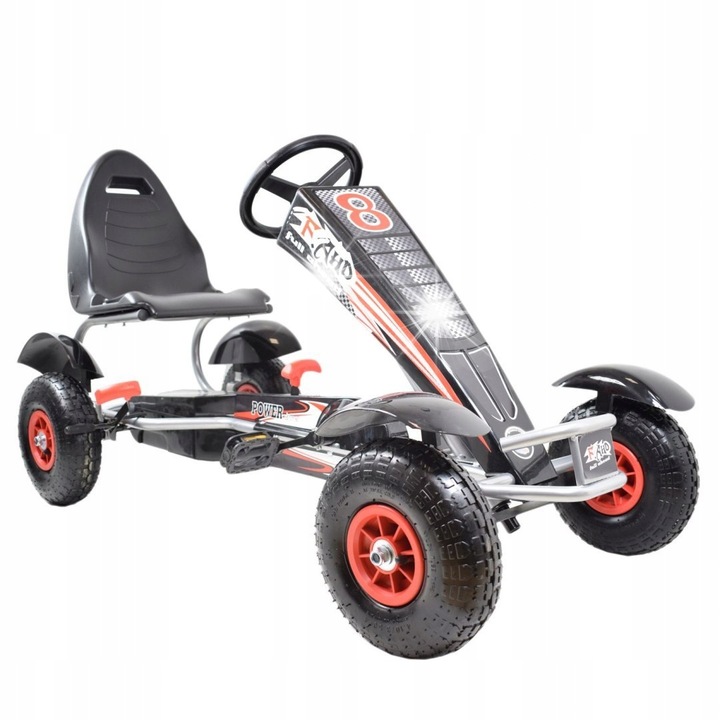 LEAN Toys gyermek gokart, felfújható kerekek, 5-12 év, 60 kg, piros