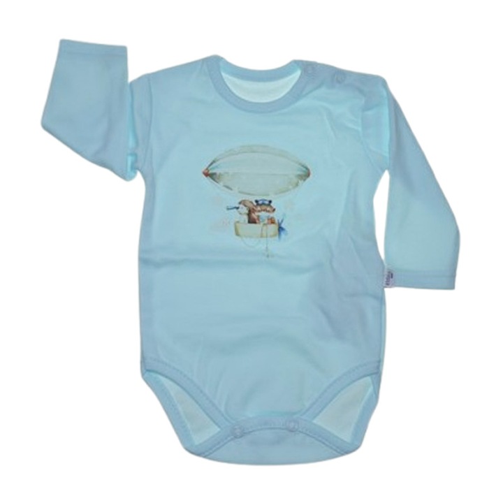 Body bebeluși Koala, maneca lungă, imprimeu balon cu aer cald, turcoaz, 62 CM