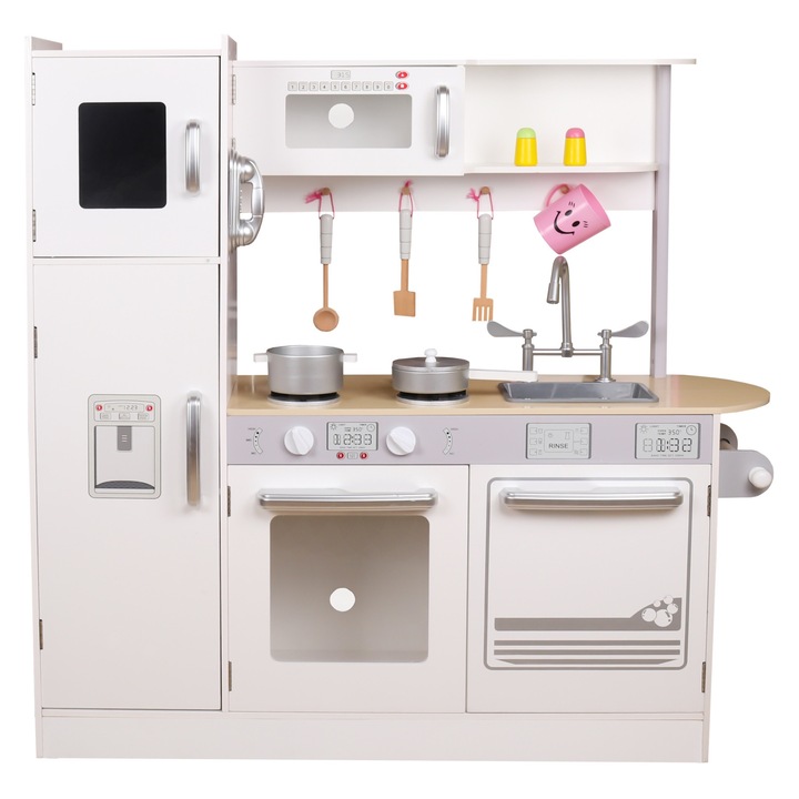 Minexo modern fa játékkonyha gyerekeknek, kiegészítőkkel, 104x109x35cm, többszínű