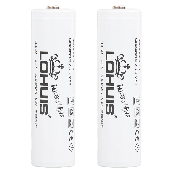 Set 2 acumulatori Li-ion 18650 2200mAh (terminal cu varf) Lohuis