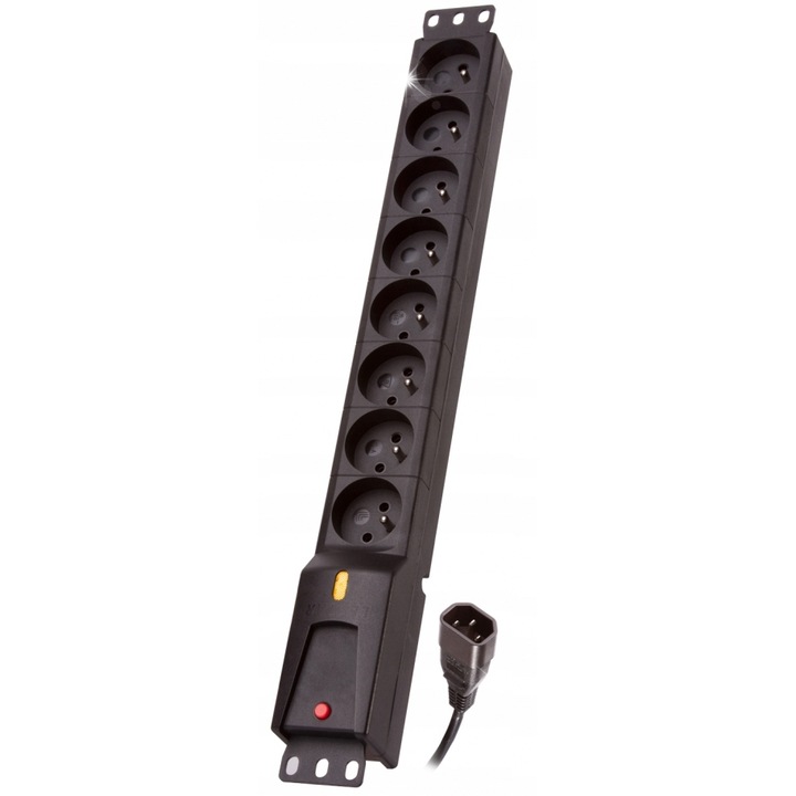 Разклонител Lestar, 8 гнезда, 5м, черен