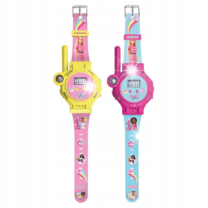 Комплект от 2 часовника с уоки токи Барби, 200м, с микрофон, компас, фенерче, регулируем размер