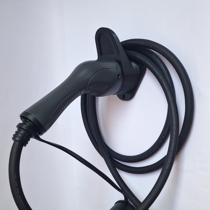 Suport de perete pentru cablu de încărcare maşini electrice, negru, 13x9.5x7cm