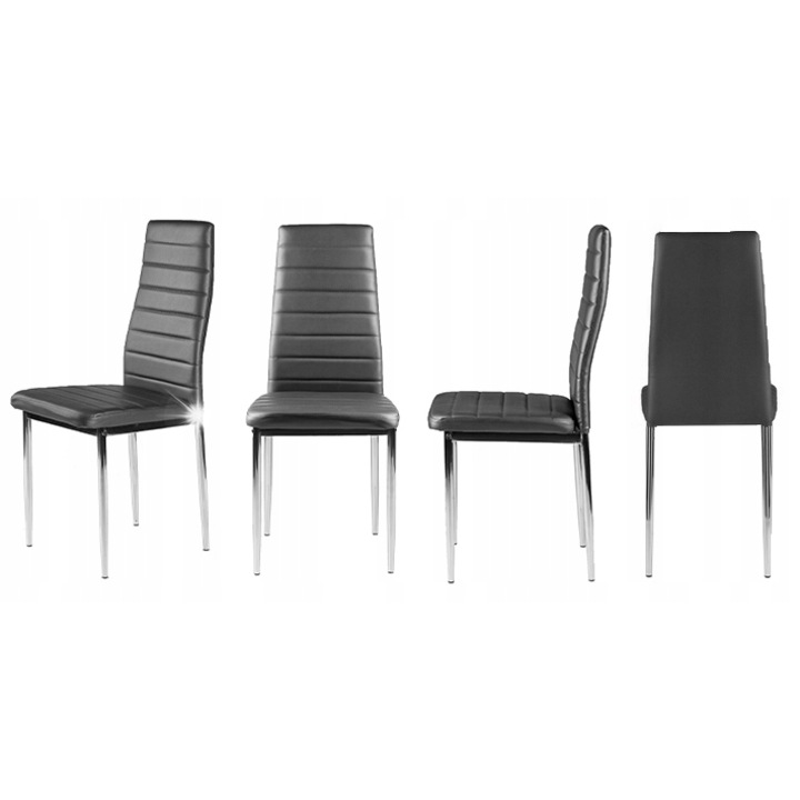 4 db ModernHome szék készlet, eco-bőr, szürke, egyszerű összeszerelés