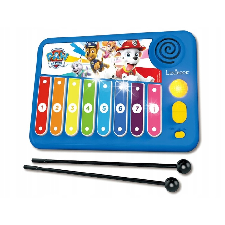 Lexibook elektronikus xilofon, Mancs őrjárat nyomtatással, 8 színes billentyű, fényhatások, 25,5x17,3x3,2cm