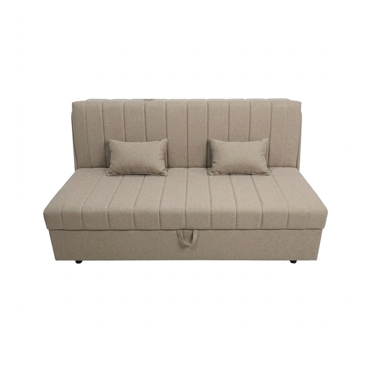 Canapea extensibila Smart Living Studio Casa, 3 locuri, Suprafata dormit 160x195x50 cm, Textil, Cadru lemn, Nisipiu