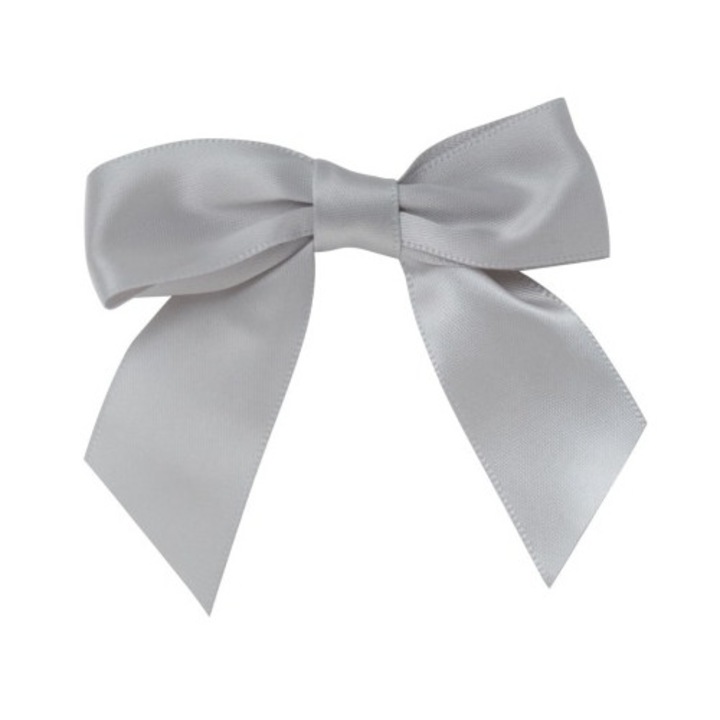 Set 10 Funda din satin, pentru decoratiuni, 8 cm, Argintiu, autoadeziva, latime banda 25 mm