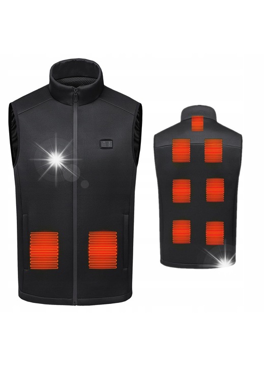 Mozos HV4 unisex fűthető mellény, 9 fűtőpanel, fekete, poliészter
