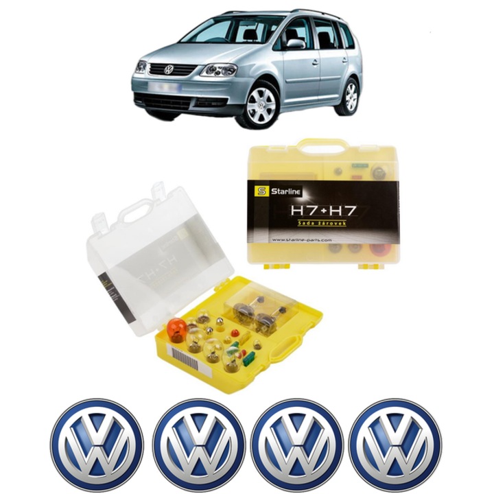 Kit trusa Set becuri H7 compatibila cu Volkswagen TOURAN Box Body/MPV (1T3) din 2010-2015, bec far, semnalizare, pozitie, iluminare numar, frana, plafoniera, stop frana