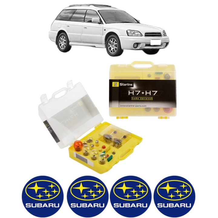 Kit trusa Set becuri H7 compatibila cu SUBARU LEGACY III Estate (BH) din 1998-2003, bec far, semnalizare, pozitie, iluminare numar, frana, plafoniera, stop frana