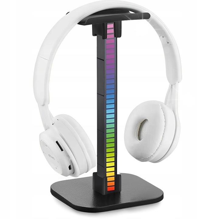 Mozos D11 gamer fejhallgató állvány, RGB LED, 110x100x200mm, fekete, szett