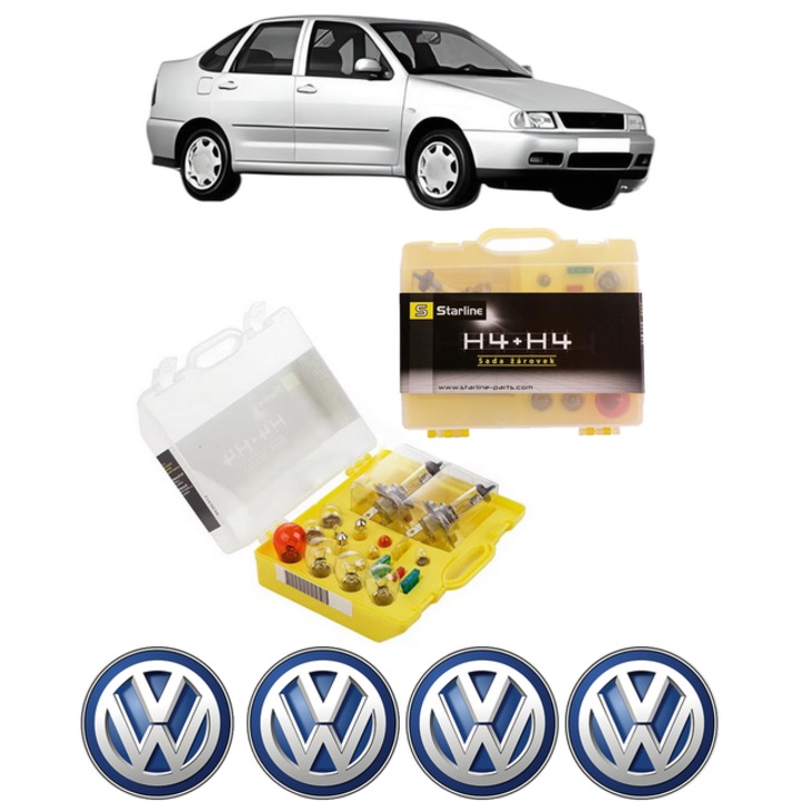 Kit trusa Set becuri H4 compatibila cu Volkswagen POLO III CLASSIC (6V2) din 1995-2006, bec far, semnalizare, pozitie, iluminare numar, frana, plafoniera, stop frana
