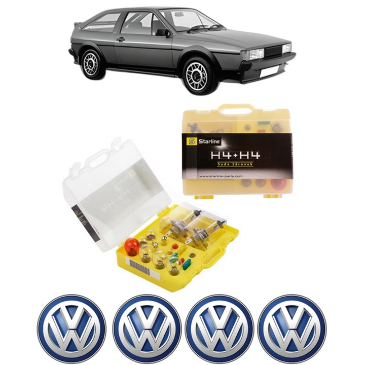 Kit trusa Set becuri H4 compatibila cu Volkswagen SCIROCCO (53B) din 1980-1992, bec far, semnalizare, pozitie, iluminare numar, frana, plafoniera, stop frana