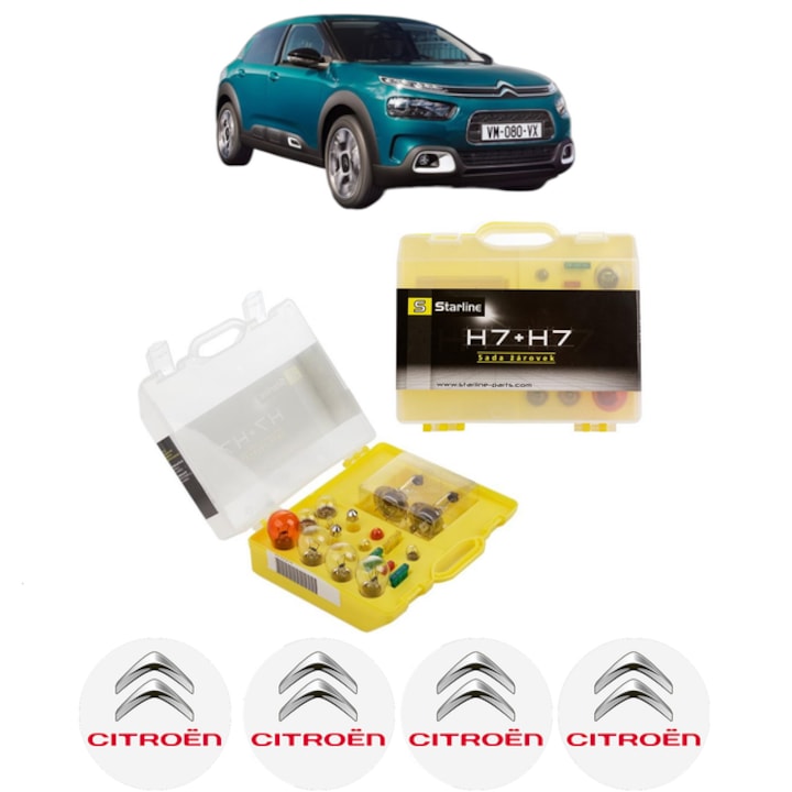Kit trusa Set becuri H7 compatibila cu CITROEN C4 CACTUS Van (0B_, 0P_) din 2019, bec far, semnalizare, pozitie, iluminare numar, frana, plafoniera, stop frana