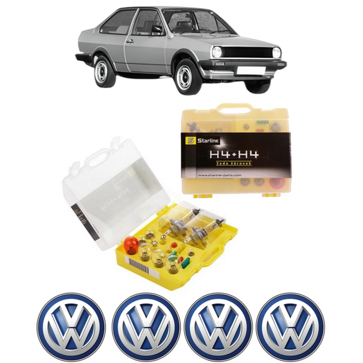 Kit trusa Set becuri H4 compatibila cu Volkswagen POLO Coupe (86C, 80) din 1981-1994, bec far, semnalizare, pozitie, iluminare numar, frana, plafoniera, stop frana
