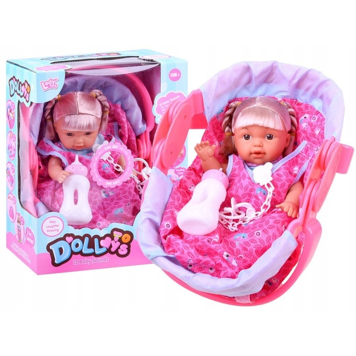 Jokomisiada babakészlet, hangfunkciós baba, 30cm, többszínű, 34x23x20cm