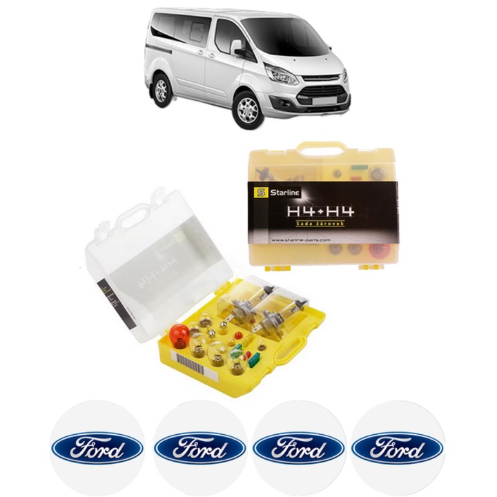 Kit trusa Set becuri H4 compatibila cu FORD TRANSIT TOURNEO Bus din 1994-2014, bec far, semnalizare, pozitie, iluminare numar, frana, plafoniera, stop frana